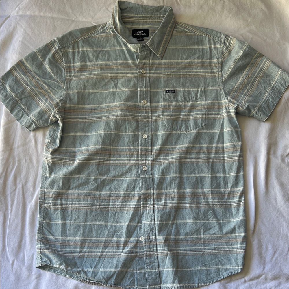 O'Neill Men's Casual Light Green Striped Shirt